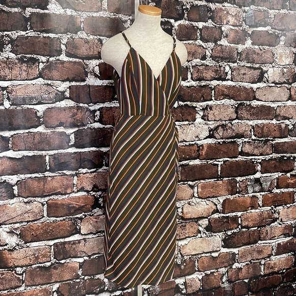 LUNIK Dress Wrap Olive Green Orange Blue Stripes Size Large - Picture 7 of 15